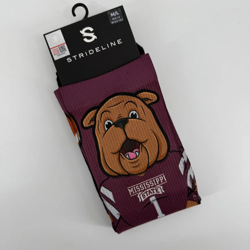 Mississippi State Bulldogs Mascot Football Crew Socks M L‎